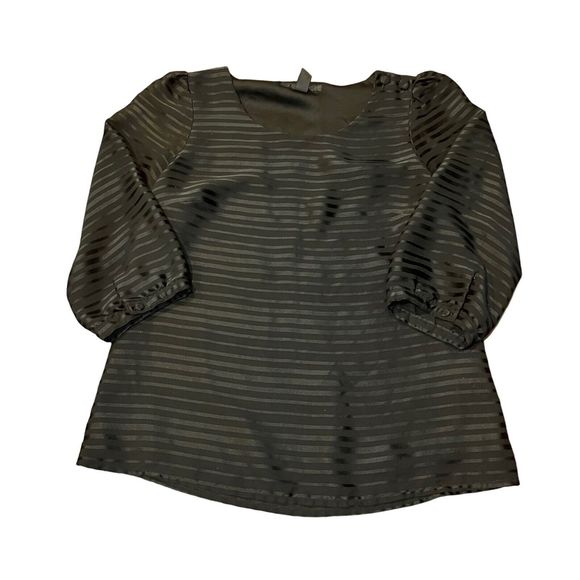 H&M US Size 6 Womens Black Striped‎ Elegant Top Shirt Dressy Buttons Everyday - Picture 1 of 12